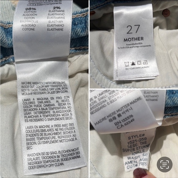 MOTHER Super Stunner Ankle Jeans Size 27 Say Amen Again Distressed Light Wash - Picture 14 of 14